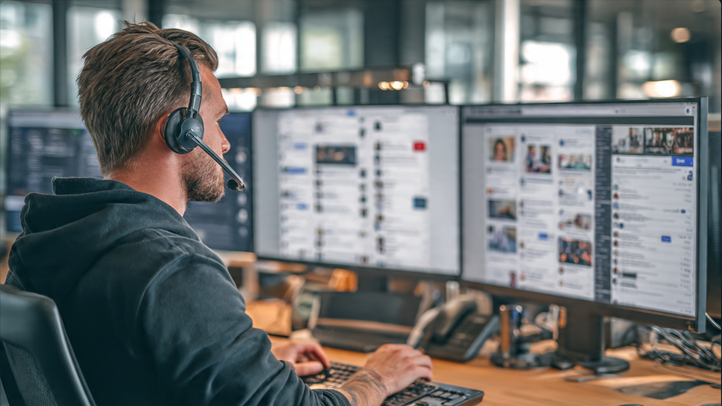 a guy providing ecommerce services while sitting